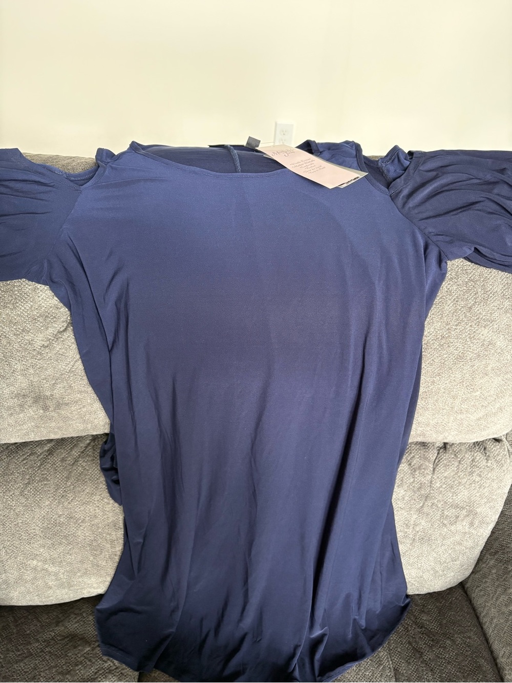 Nina Leonard Navy Cold-Shoulder Dress